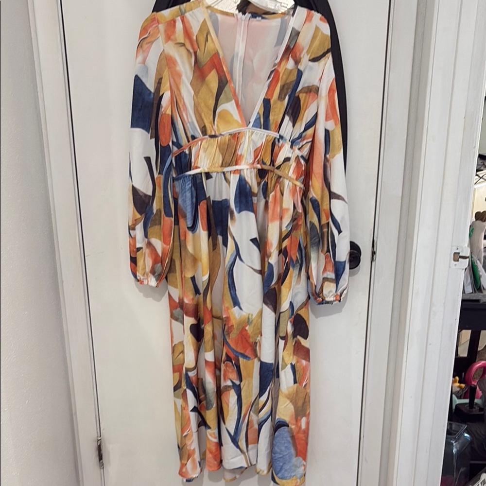 SHEIN Multicolor Abstract Midi Dress